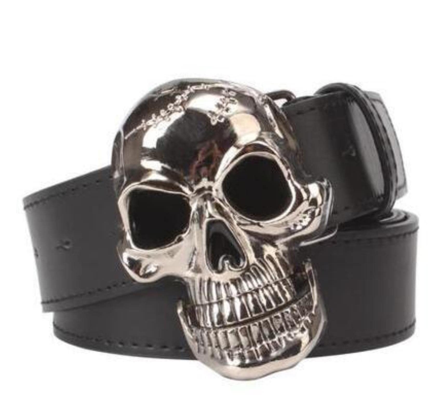 Men Belt Big Skull Buckle Belts Punk Rock Skeleton Belt Hip Hop